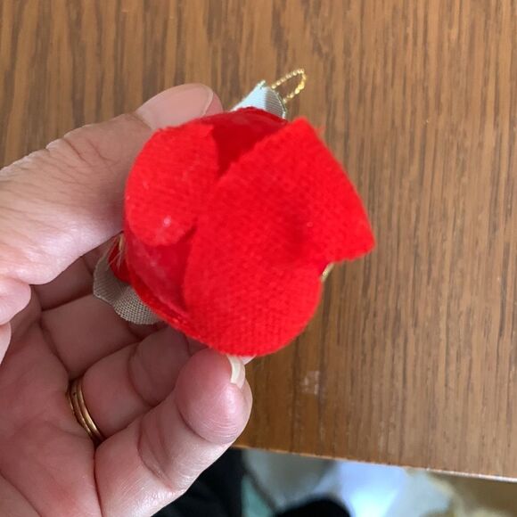 Vtg 60s red & green velvet lion Christmas tree ornament - Picture 6 of 7